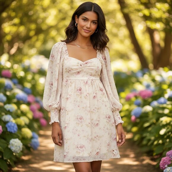 NWT En Saison Kika Babydoll Dress in Pink Floral - Picture 1 of 6